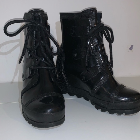 Sorel Joan Wedge Rubber Rain Boots 8.5 - Picture 3 of 7